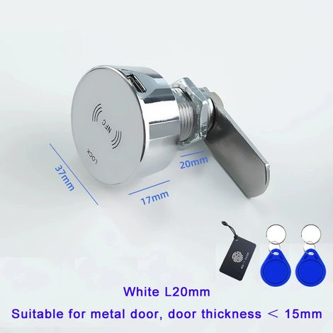 (Blanc, L20 mm) Serrure sans clé pour porte ou tiroir d'armoire avec capteur de carte à puce RFID 13,56 MHz (1/3)