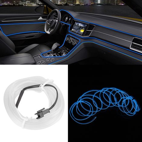 Bande lumineuse décorative pour voiture, éclairage intérieur LED EL à lumière froide, 5 mètres, bleu (1/5)