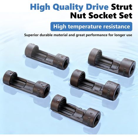 5 Pièces Douilles Amortisseur 12 Points 1/2, 18mm 19mm 21mm 22mm 24mm, Outils de Amortisseur de Chocs, Drive Suspension Strut Spreader Socket (1/5)