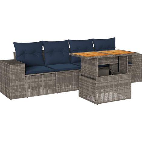 Maison Exclusive - 5-tlg. Garten-Sofagarnitur mit Kissen Grau Pol