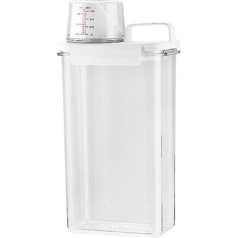 Boîte de rangement pour lessive 1-2L, seau en plastique avec couvercle, organiseur de céréales, conteneur pour salle de bain, récipient à poudre lavante. (1/5)