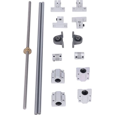 Hochpräzisions-T8-Gewindespindelsatz – Länge 350 mm – Doppelschienenlagerung mit Lager – Horizontale optische Achse – Durchmesser 8 mm