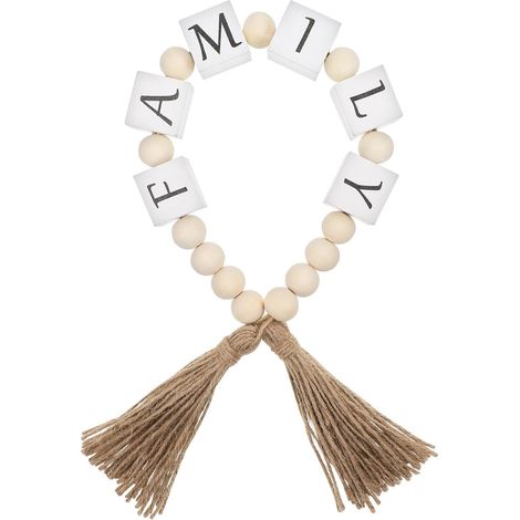 de perles en bois ornée de pompons vintage et d initiales