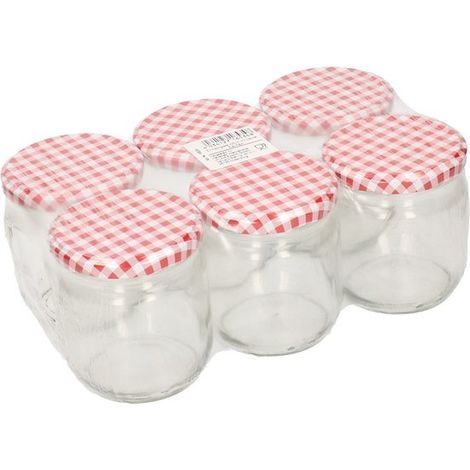 Bocaux de conservation/pots à confiture - Lot de 6 - verre - 425 ml - couvercle à vis en métal - bocaux de mise en conserve (1/2)