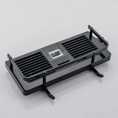 (Trou carré 2) Barre de douche en plastique avec support de levage, panier de rangement suspendu, porte-savon et étagère de salle de bain sans perçage (1/5)