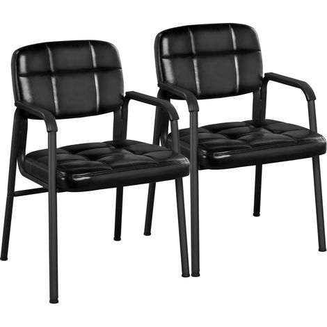 Yaheetech 2 Sedie Ufficio Senza Ruote Ergonomiche Ospiti per Riunioni Conferenza e Sala d'attesa in Finta Pelle Portata 135 kg Nere (1/5)