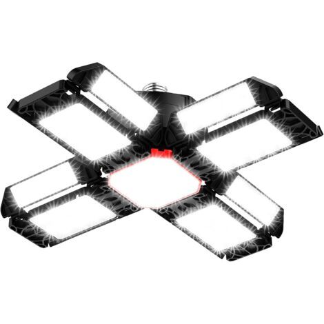 Lampada LED da officina/garage da 200 W, 1 pezzo - 20000 lumen, 6500 K, plafoniera deformabile con 12 pannelli regolabili (1/4)