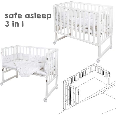 roba safe asleep® Beistellbett Weiß Design Sternenzauber