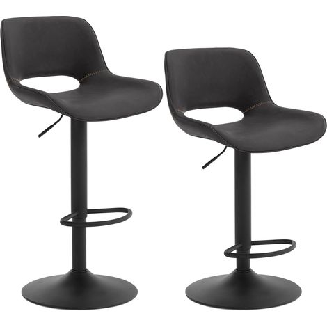 Woltu – Lot de 2 tabourets de bar pivotants 360° – Simili cuir vintage et métal – Hauteur réglable 63.5-84cm – Capacité 150kg – Design contemporain (1/5)