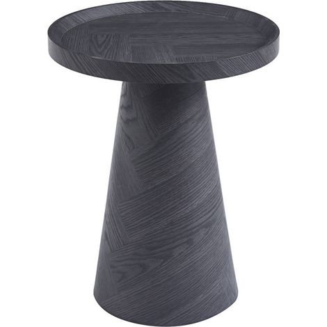 Runder Beistelltisch aus der CARVELA Kollektion – Dunkelgraue Dekoration – Erhöhter Rand – D45 x H57 cm