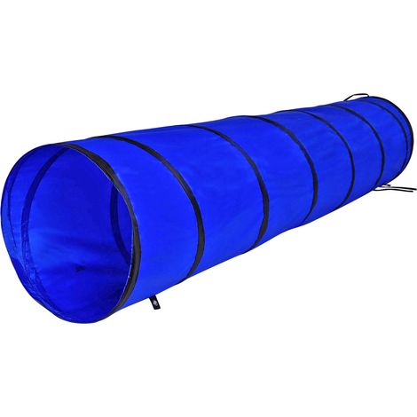 lionto Hundespieltunnel, stabiler Agilitytunnel für Hunde, faltbar mit Tragetasche & Heringen, 200x40 cm, blau