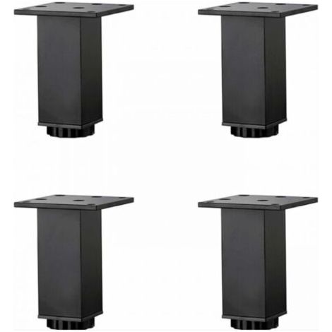 4 Stück (10 cm) höhenverstellbare Möbelbeine aus Aluminiumlegierung, Sofa-Couchtischbeine, Waschbecken-Badezimmerschrankbeine, Mattschwarz, mit Schrauben FLITI