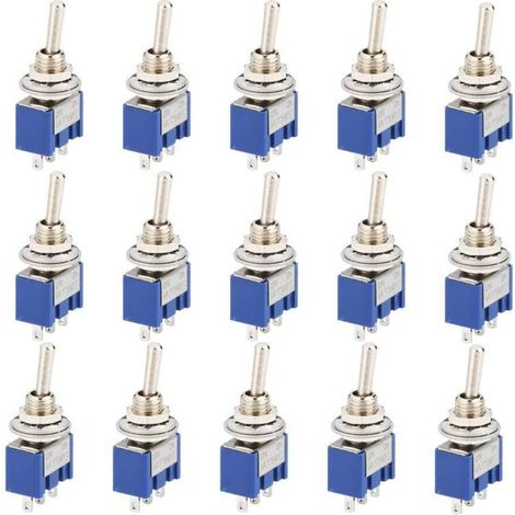 Pack of 15 SPDT 3-pin toggle switches – AC 125V 6A – Self-locking switch for electronics and automotive (1/5)