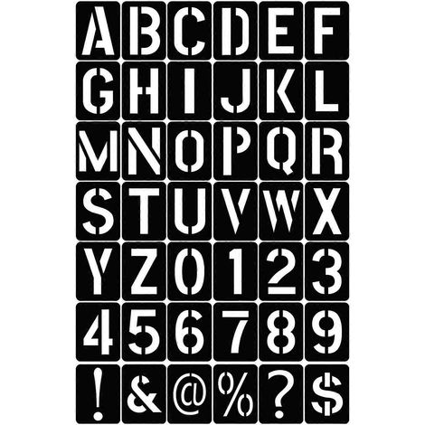 42 pochoirs lettres et chiffres - Pochoirs alphabétiques réutilisables et lavables - Pochoirs écologiques en PP pour loisirs créatifs et peinture sur bois