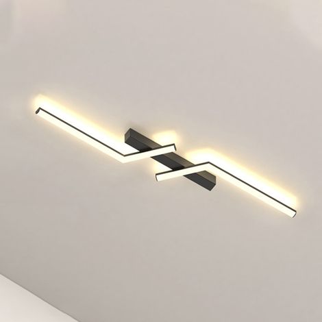 Plafonnier, Plafonnier LED 80cm, Applique Moderne, Lustre Métal, Lumière Chaude 3000K, Noir (1/5)
