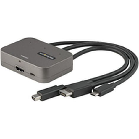StarTech.com CDPHDMDP2HD adaptador de cable de vídeo 0,27 m HDMI + USB HDMI + Mini DisplayPort + USB Type-C Negro, Plata
