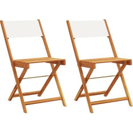 Chaises de bistrot lot de 2 Chaises d'extérieur blanc crème bois acacia et tissu (1/5)