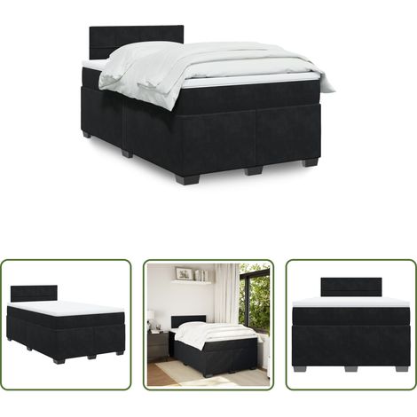 Matelas à ressorts ensachés - Sommier à lattes de lit avec matelas noir 120x190 cm velours (1/5)