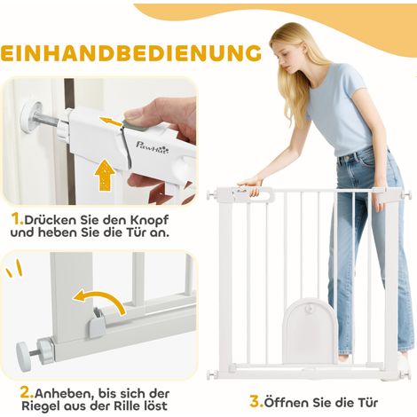 Barrière ajustable pour animaux avec portillon, acier et plastique, blanc, 1 pièce (1/4)