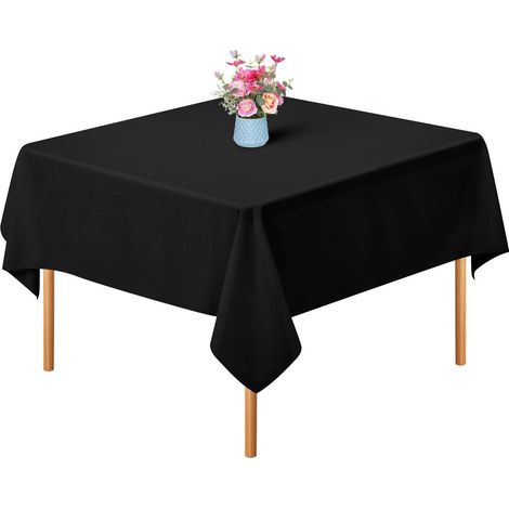 Quadratische Tischdecke 132x132 cm Schwarz Polyester knitterfrei waschbar für Partys & Hochzeiten