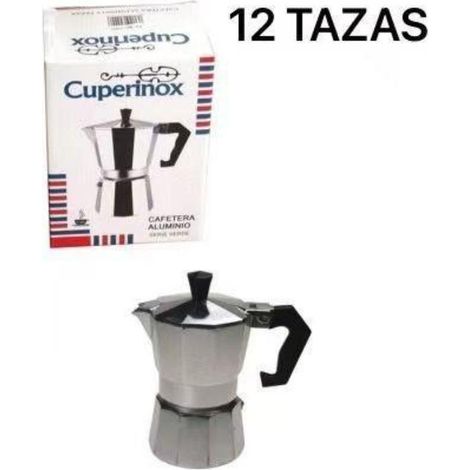 12 tazas cafetera italiana clasica aluminio cuperinox serie verde