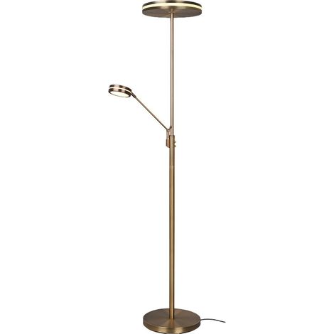 FRANKLIN PIANTANA LED 35W 4100lm- 6,5W 650lm, 2700+3200+4000K CON LAMPADA LETTURA METALLO OTTONE INVECCHIATO CON REGOLAZIONE INTENSITA' TOUCH DIMMER + REGOLAZIONE LUCE CALDA, NATURALE E FREDDA E FUNZI (1/5)