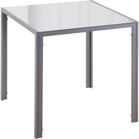 Quadratischer Esstisch aus gehärtetem Glas und grauem Stahl für 4 Personen 75 x 75 x 75 cm MODENUIT (1/4)