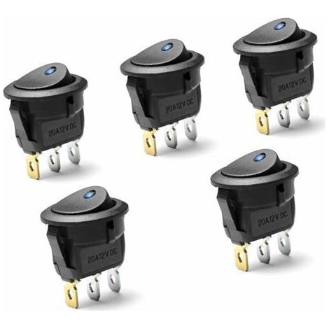 1 pezzo Interruttore a levetta DC 20A 12V per auto e barca con LED blu (1/4)
