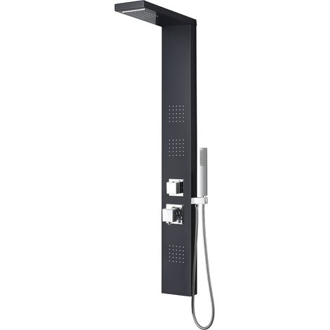 Colonna doccia squadrata alluminio nero pannello idromassaggio mod. Vittoria