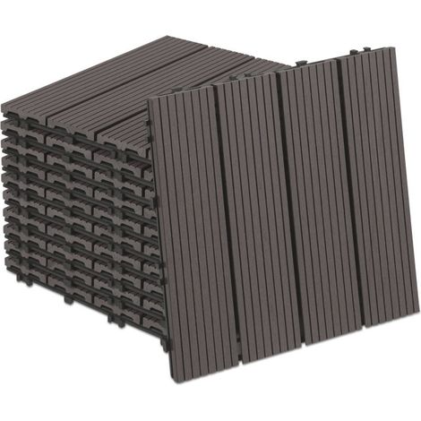 SWANEW Lastra per terrazza Piastrelle in legno per giardino, Piastrelle per terrazza 30x30 cm, Impermeabile, Sistema Café Click 55pz (1/5)