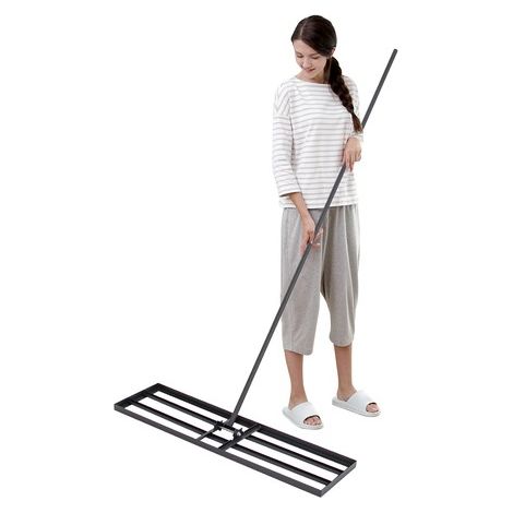 Heavy Duty Garden Lawn Levelling Rake Lute Landscaping Rake w/ Adjustable Handle (1/5)