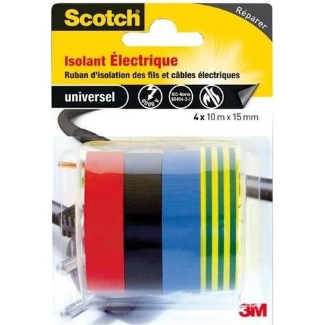 Nastro adesivo 3m elettrico isolamento 4 rotoli 10 m 15 mm