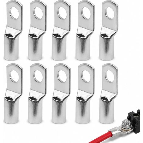 Cosse 16Mm2 10 Pièces M8 Sc16-8 Argenté Anneau Cuivre Non Isolée Câbles Batterie Boîtiers Distribution (1/5)