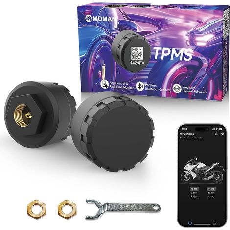 TPMS Moto Système Surveillance Pression Pneus Bluetooth Capteurs Lot2 (1/5)