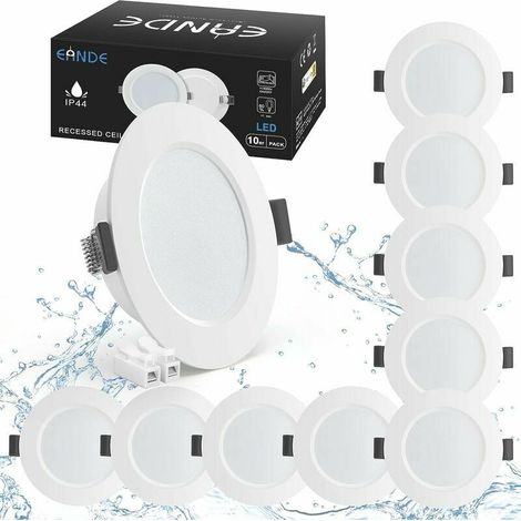 Lot de 10 Spots LED Encastrable 5W IP44 98mm, Blanc Neutre 4000K Éclairage encastré Étanche 450lm, Spot LED Extra Plat 25mm, Spots de Plafond 230V pour Salle de Bain Salon Cuisine, Trou 70-88m (1/5)
