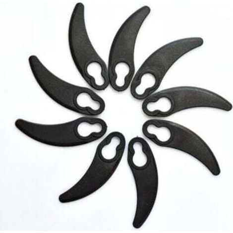 Kleine, halbmondförmige Kunststoff-Rasenmähermesser für kleine Rasenmäher, schwarze Kunststoffmesser, 9 Stück