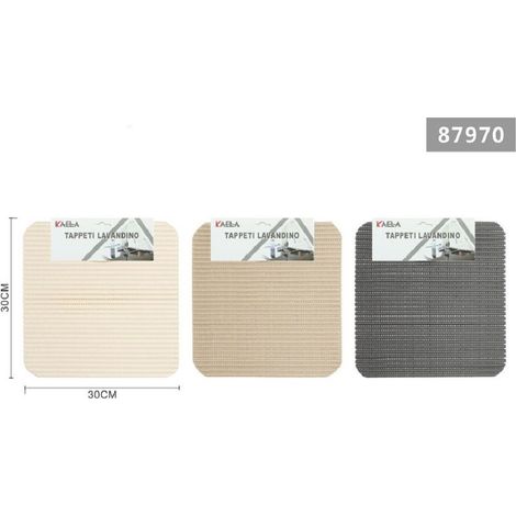 TRADE SHOP - Set 2 Tappeti Antiscivolo Lavello Lavandino Righi Quadrato Cucina 30x30cm 87970 -
