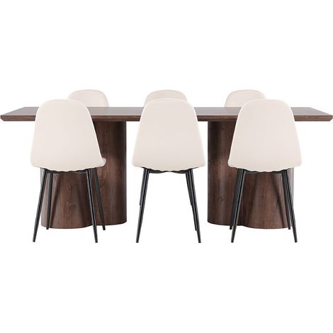 Olivia Essgruppe Tisch 100x210cm und 6 Velours Stühle mocca.