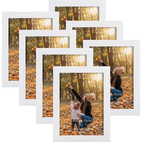 Cadre Photo 13x18 cm Lot de 7, Cadre Photo Mural Blanc et à Poser pour Chambre, Bureau, Salon et Gallerie (1/5)