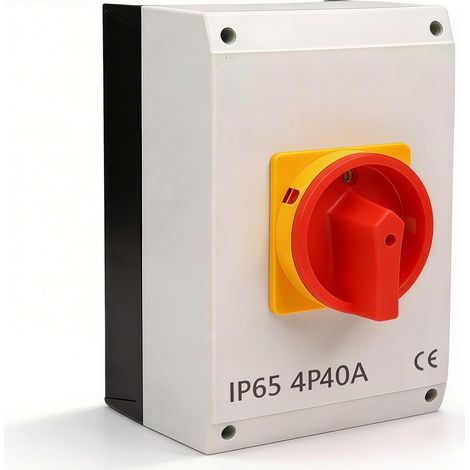 Switch, 40A Fire Resistant Housing Main Switch 4 Pole 18kW IP65 Disconnect Switches with Solid Silver Contacts for Connecting and Disconnecting Small Circuits (1/5)