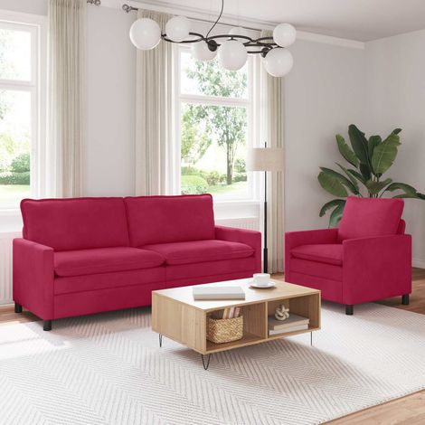 Juego de Sofá 2 pcs Rojo vino Terciopelo