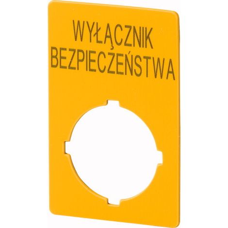 Typenschild 33x50mm gelb /Sicherheitsschalter/ M22-XZK1-PL99 167636