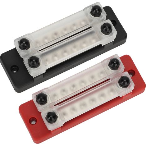 Lot de 2 blocs de distribution électrique noir et rouge 12-48 V 150 A, double rangée, 6 bornes, pour voitures, camping-cars, bateaux, yachts et camions (1/5)