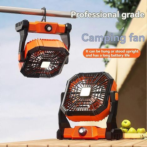 Ventilateur de camping électrique avec lumière, ventilateur de camping portable rechargeable par USB, ventilateur de tente (1/5)