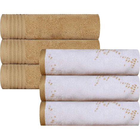Lot de 6 Serviettes de Toilette Assorties en Coton uni et marbre, Usage Quotidien, Doux, Absorbant, Accessoires décoratifs de Salle de Bain et de Cuisine, Essentiels de la Maison, esthétique (1/5)
