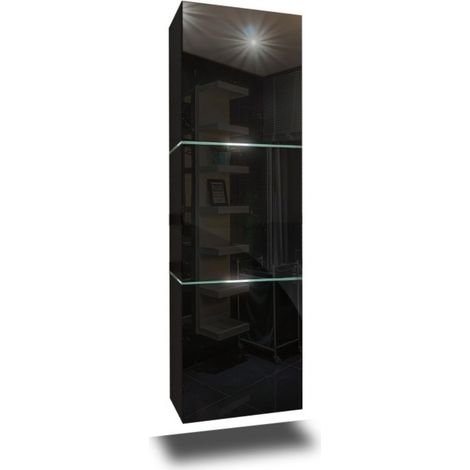 Hängender Badezimmerschrank, Kollektion OWL, in Mattschwarz und Hochglanzschwarz, ideal für ein modernes Badezimmerdesign.