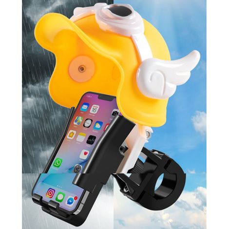 Niedliche Handyhalterung für Motorradhelme, stoßfest, neigbar, für E-Bike-Lenker, gelb, kleine, robuste Navigationshalterung.