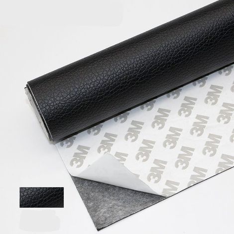Rouleau adhésif en cuir 50 x 120 cm, autocollant en cuir synthétique, réparation de patch en cuir pour canapé, siège de voiture, sac à main, veste en cuir (noir) (1/4)