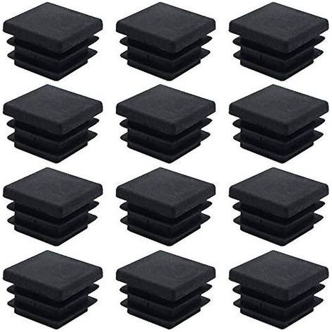 40 embouts carrés pour meubles, bouchons de tube carrés en plastique 20 mm x 20 mm, embouts antidérapants noirs mats, bouchons rectangulaires pour tuyaux. (1/5)