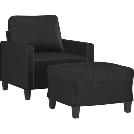 Fauteuil avec repose-pied Noir 60 cm Similicuir vidaXL (1/5)